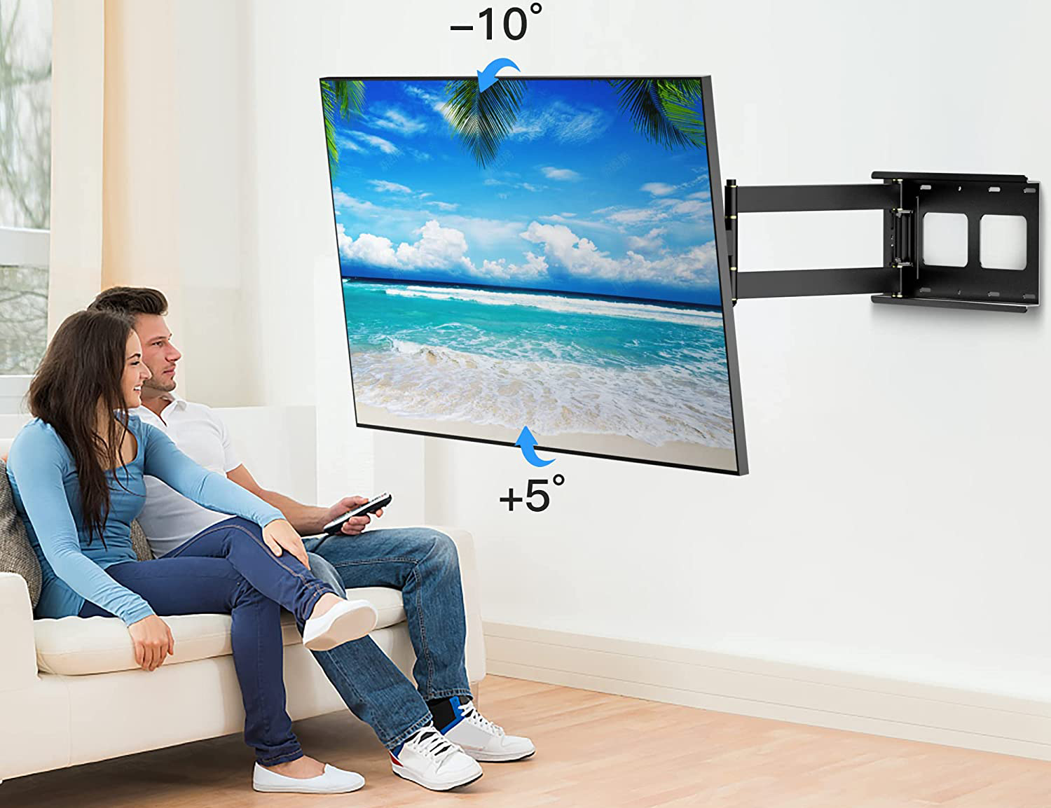 Neigbare TV-Wandhalterung über Kamin